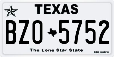 TX license plate BZO5752