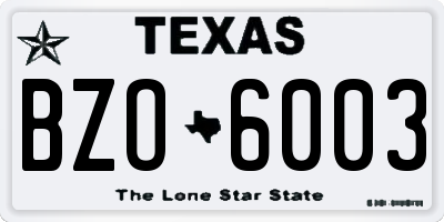 TX license plate BZO6003