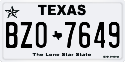 TX license plate BZO7649