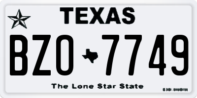 TX license plate BZO7749