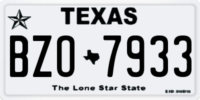 TX license plate BZO7933