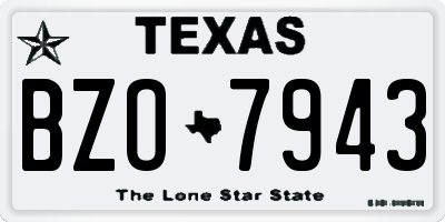 TX license plate BZO7943