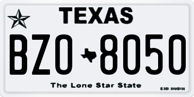 TX license plate BZO8050