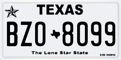 TX license plate BZO8099