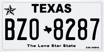 TX license plate BZO8287