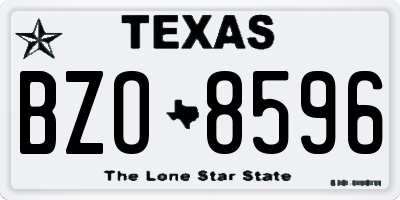 TX license plate BZO8596