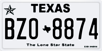 TX license plate BZO8874