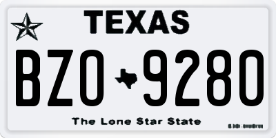 TX license plate BZO9280