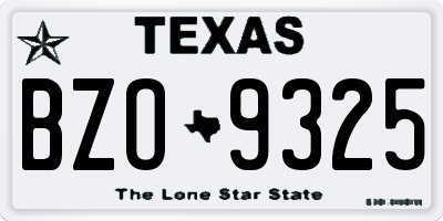 TX license plate BZO9325