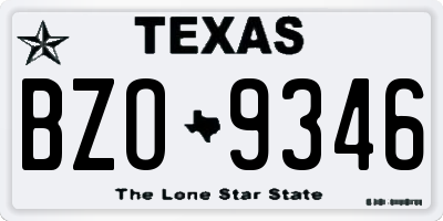 TX license plate BZO9346