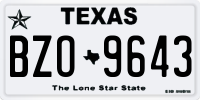 TX license plate BZO9643