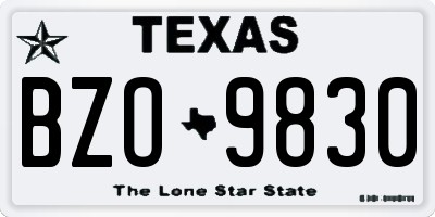 TX license plate BZO9830