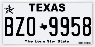TX license plate BZO9958