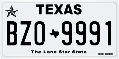 TX license plate BZO9991