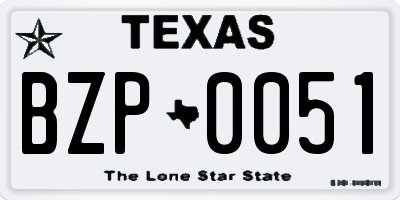 TX license plate BZP0051