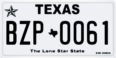 TX license plate BZP0061