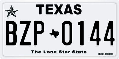 TX license plate BZP0144