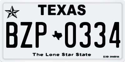 TX license plate BZP0334