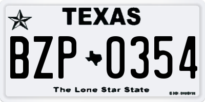TX license plate BZP0354