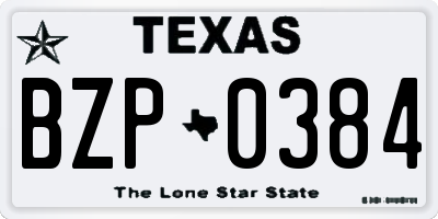TX license plate BZP0384