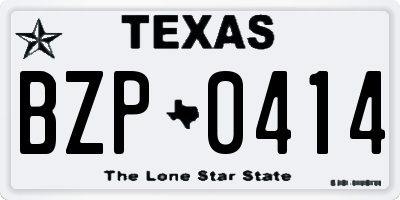 TX license plate BZP0414