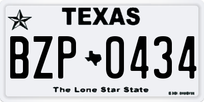 TX license plate BZP0434