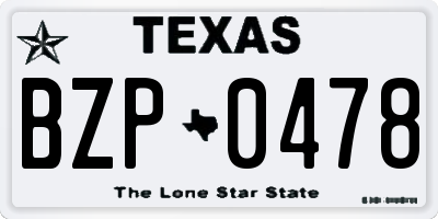 TX license plate BZP0478