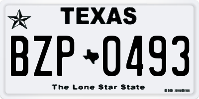 TX license plate BZP0493