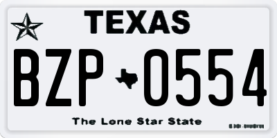 TX license plate BZP0554