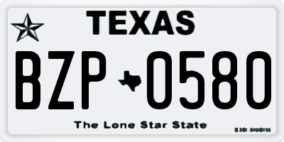 TX license plate BZP0580
