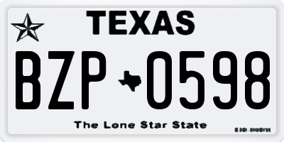 TX license plate BZP0598