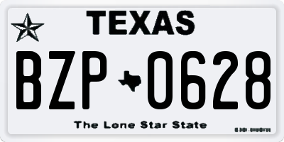 TX license plate BZP0628