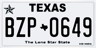 TX license plate BZP0649