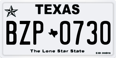TX license plate BZP0730
