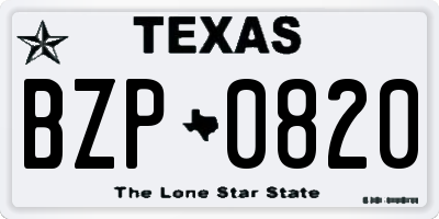 TX license plate BZP0820