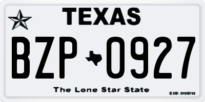 TX license plate BZP0927