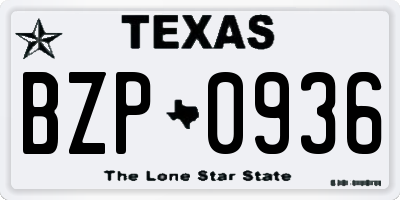 TX license plate BZP0936