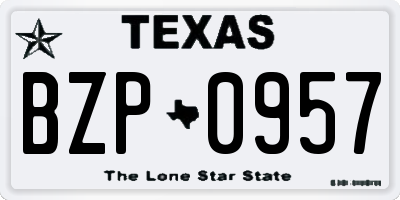TX license plate BZP0957