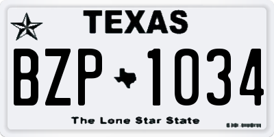 TX license plate BZP1034