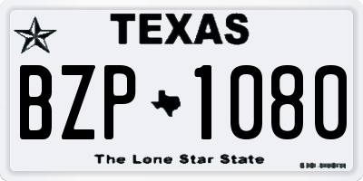 TX license plate BZP1080