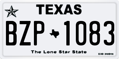 TX license plate BZP1083