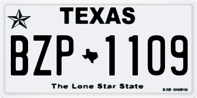 TX license plate BZP1109