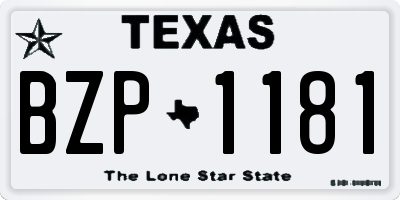 TX license plate BZP1181
