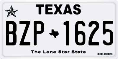 TX license plate BZP1625