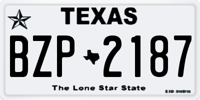 TX license plate BZP2187