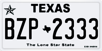 TX license plate BZP2333