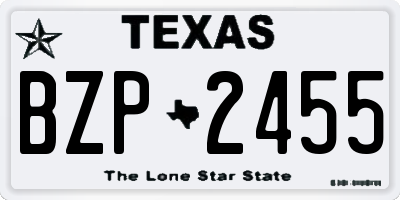 TX license plate BZP2455