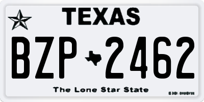 TX license plate BZP2462