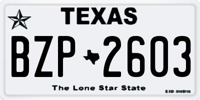 TX license plate BZP2603
