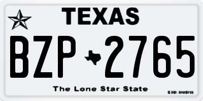 TX license plate BZP2765
